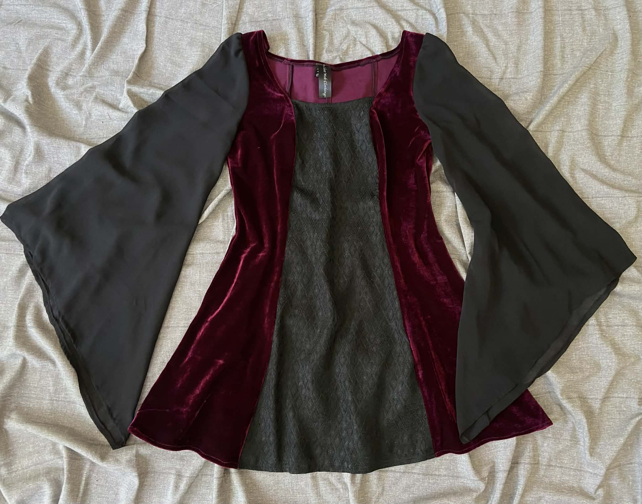 Cordelia Dress - Burgundy and Black (Size 14-16)