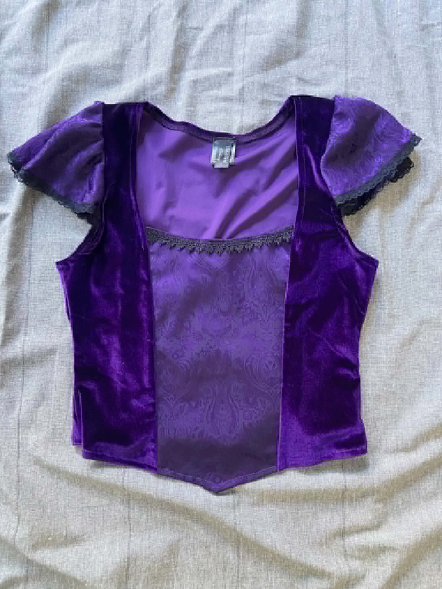 Lilith top - Purple Velour (Size 12)