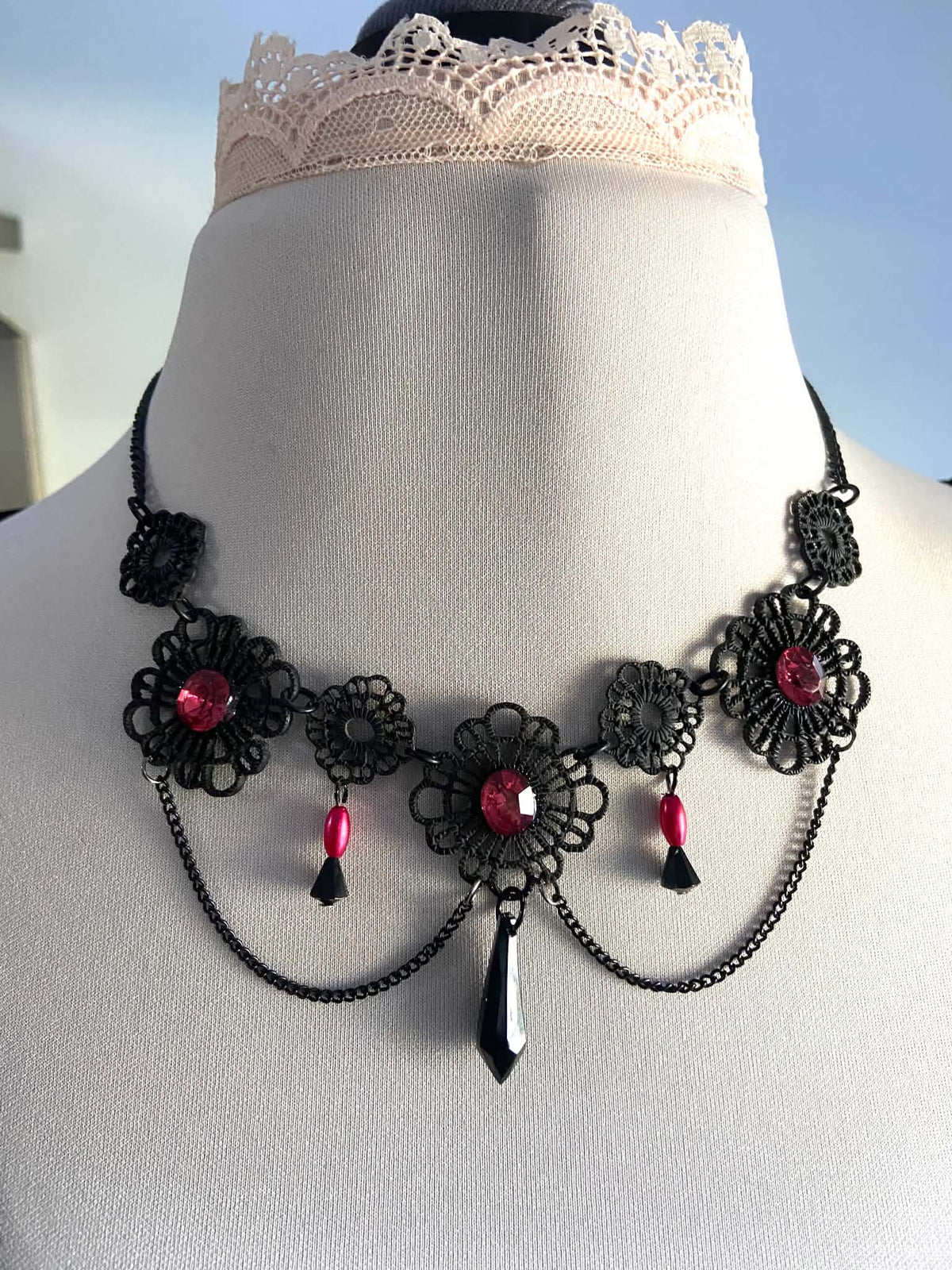 Black Victorian Style Necklace