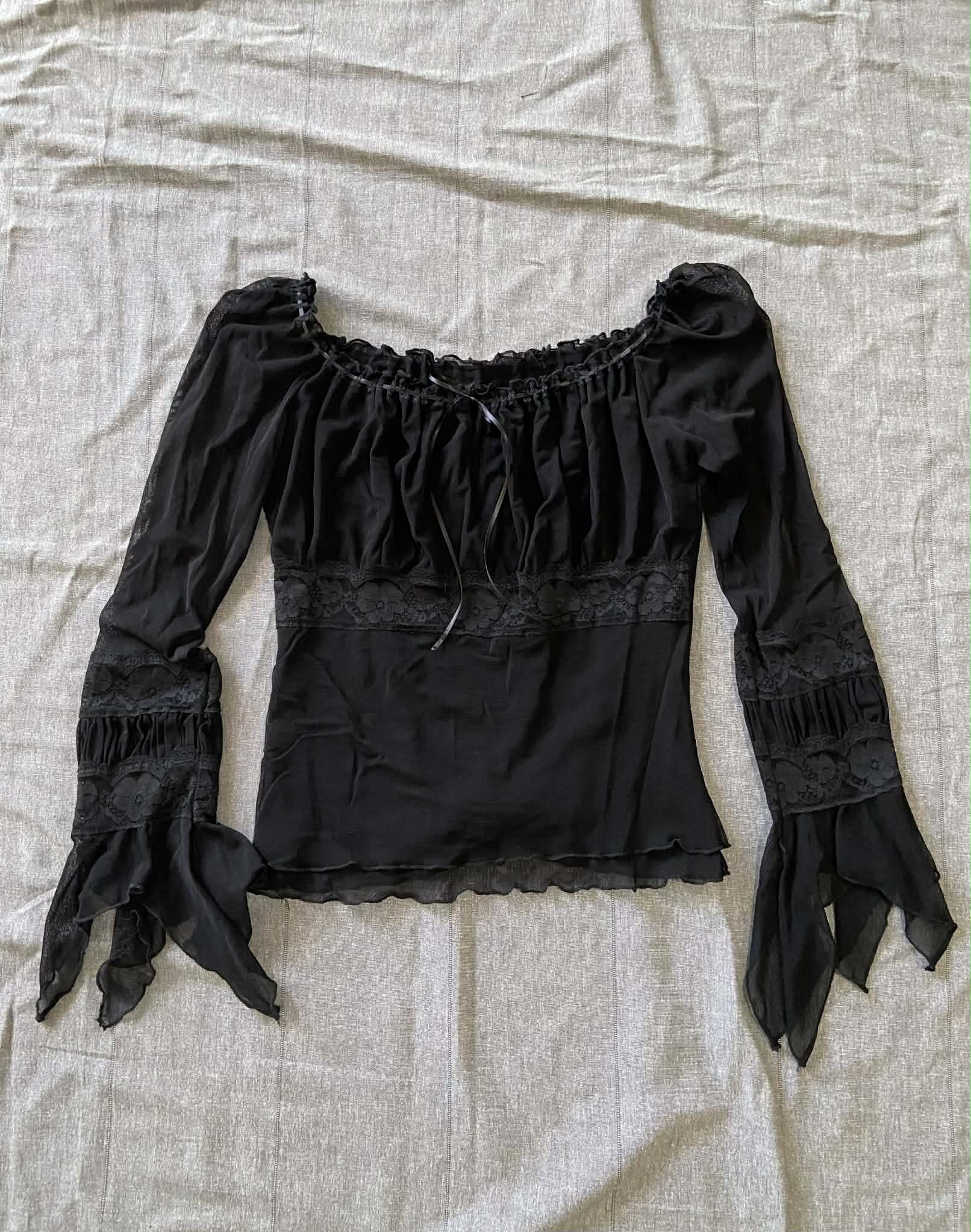 Vintage Peasant Blouse with Hanky Hem Sleeves (Size 12)