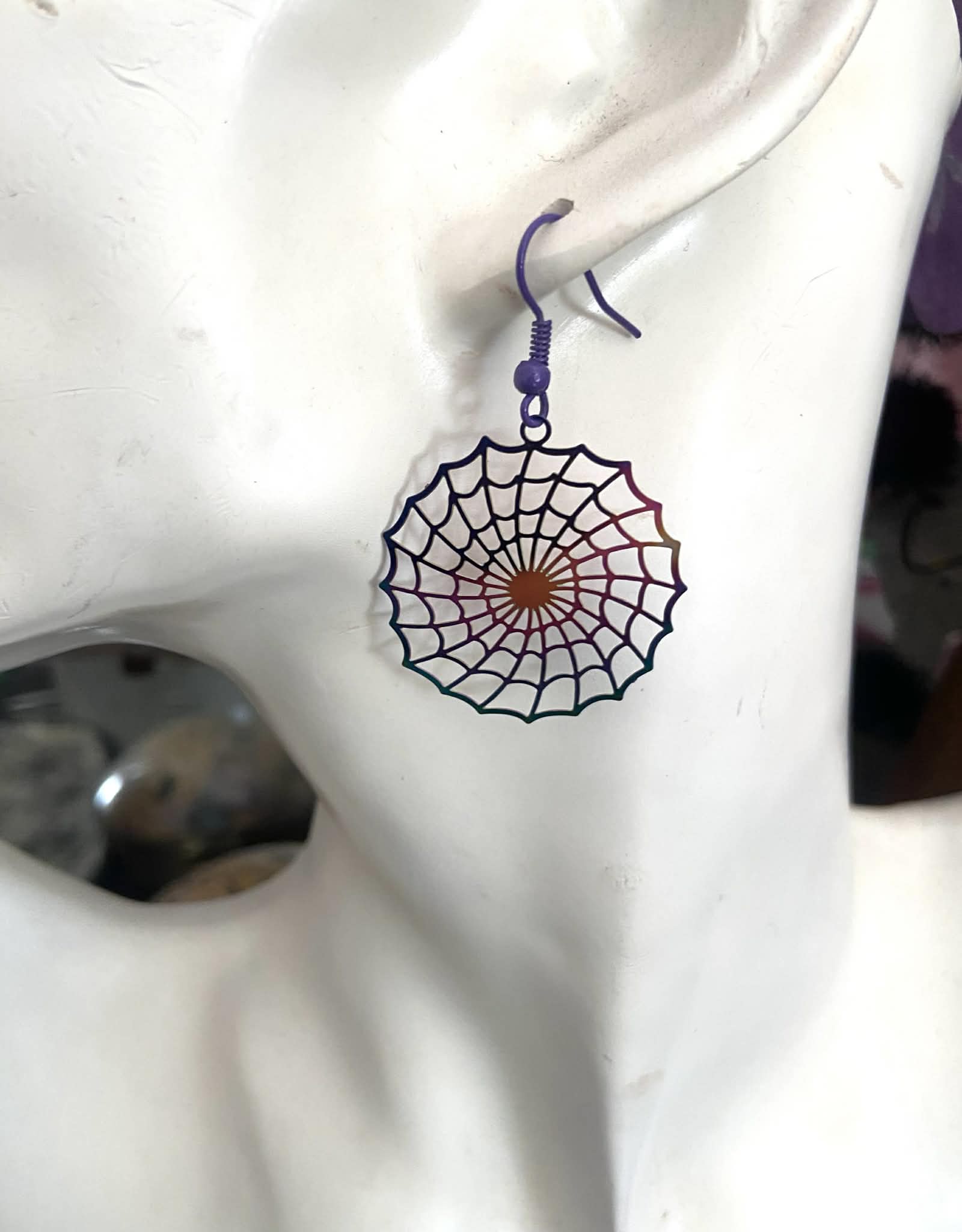 Multicolour Spider Web Earrings
