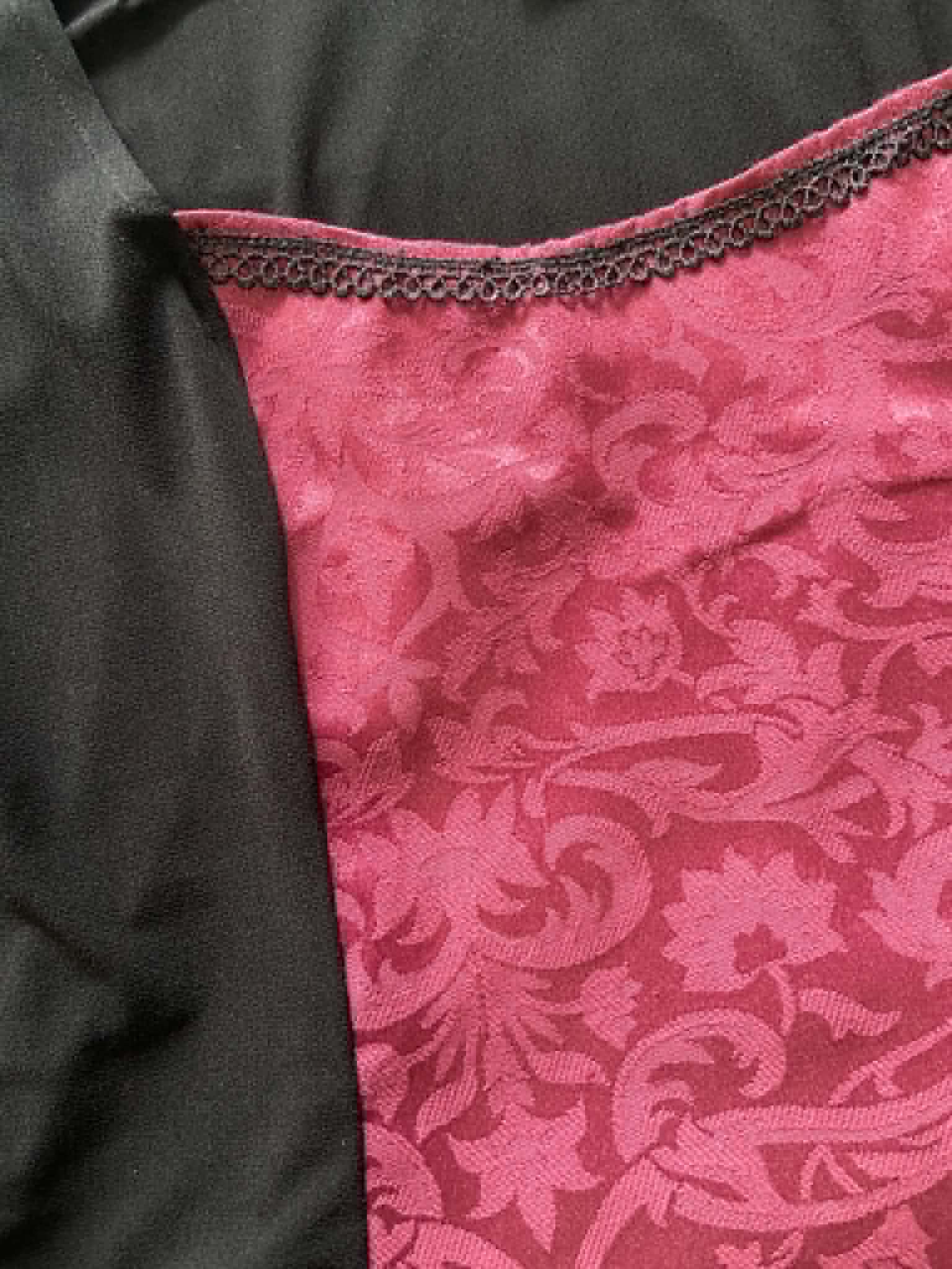 Lilith top - Black with Burgundy Brocade (Size 16-18)