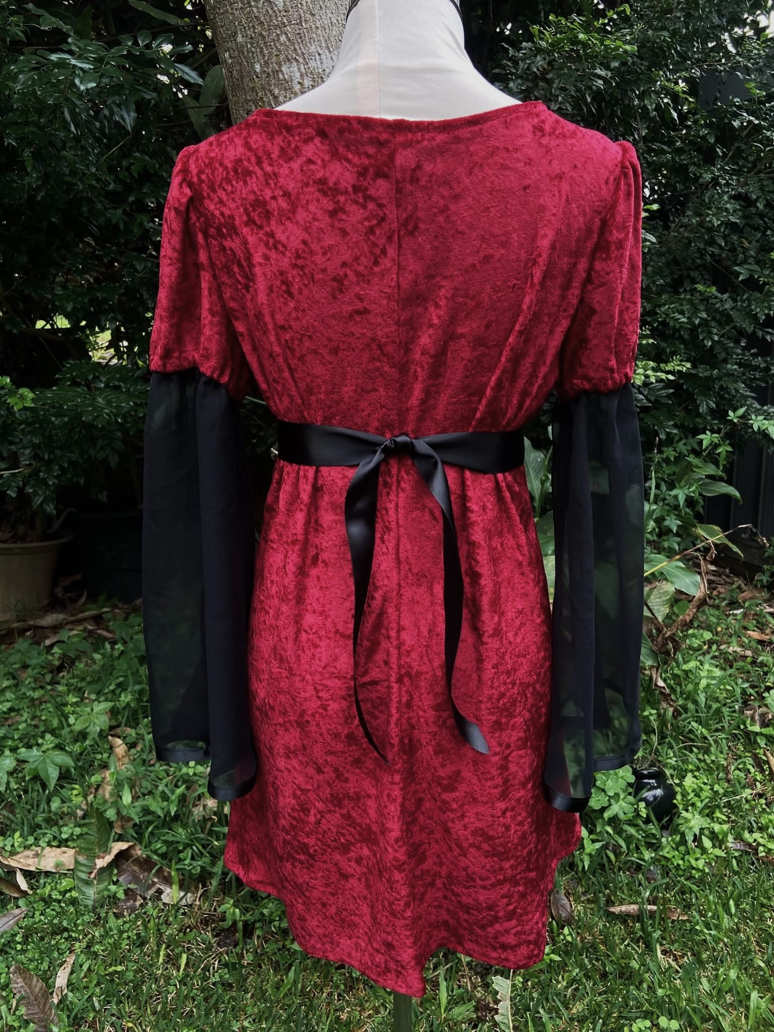 Adeline Dress - Dark Red with Black (size 12)