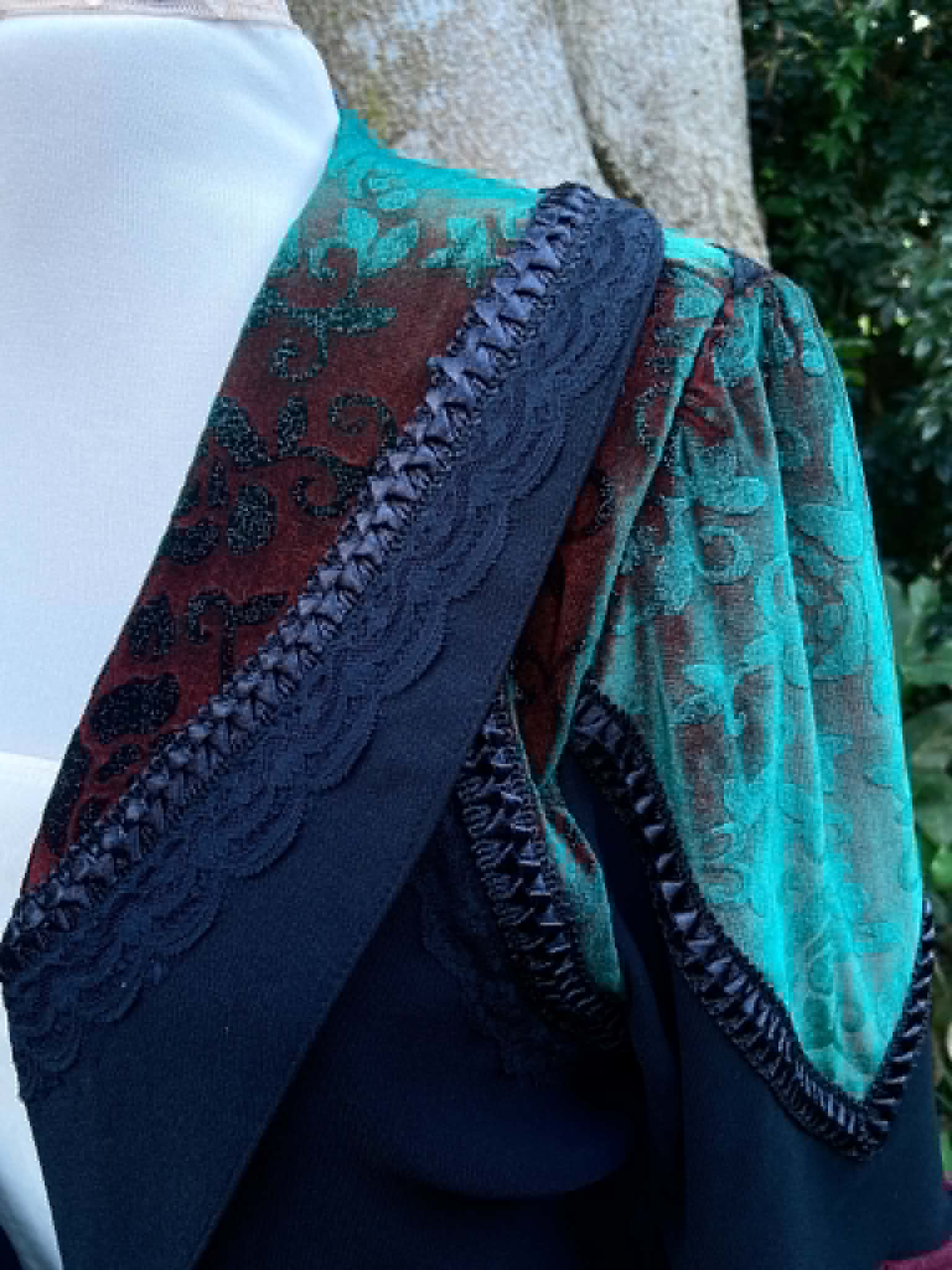 Long Coat with Velvet Trim - Revamped (size 12-14)