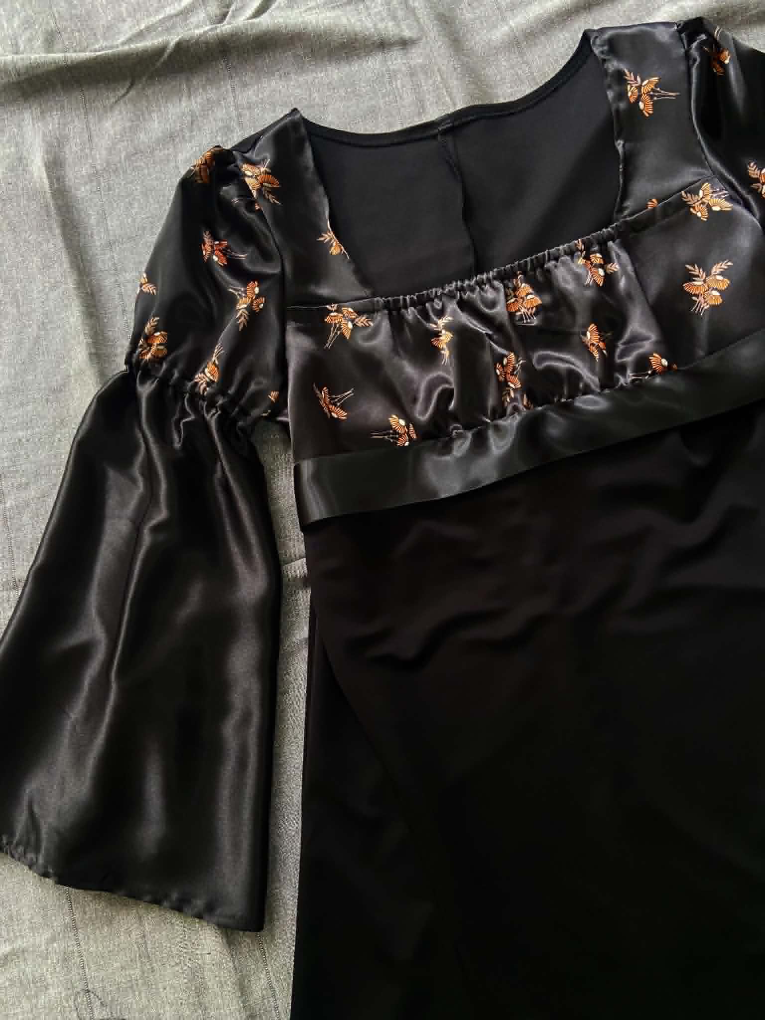 Adeline Dress - Black Satin (size 18)