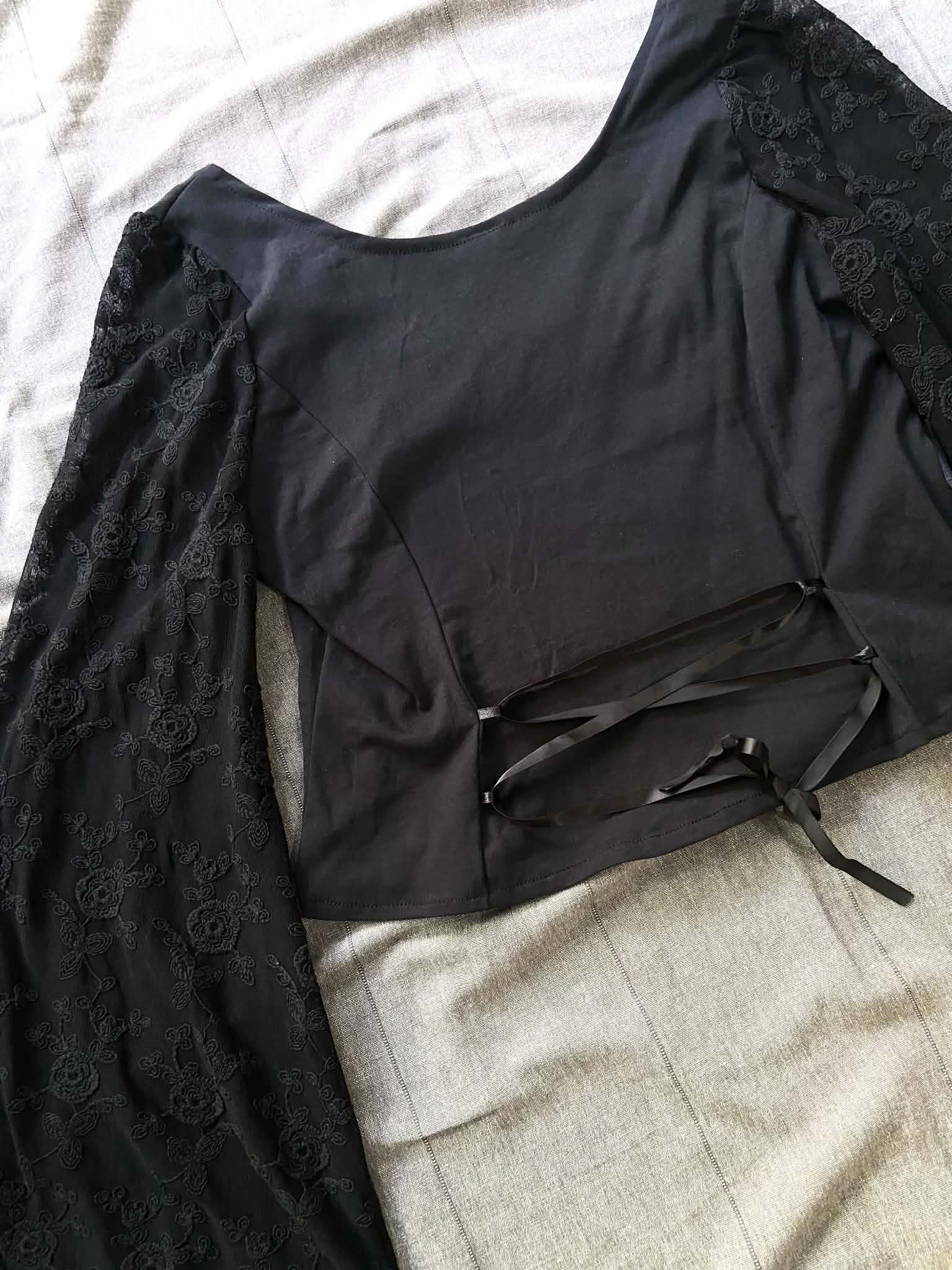 Lilith top - Black with Lace Bell Sleeves (Size 14-16)