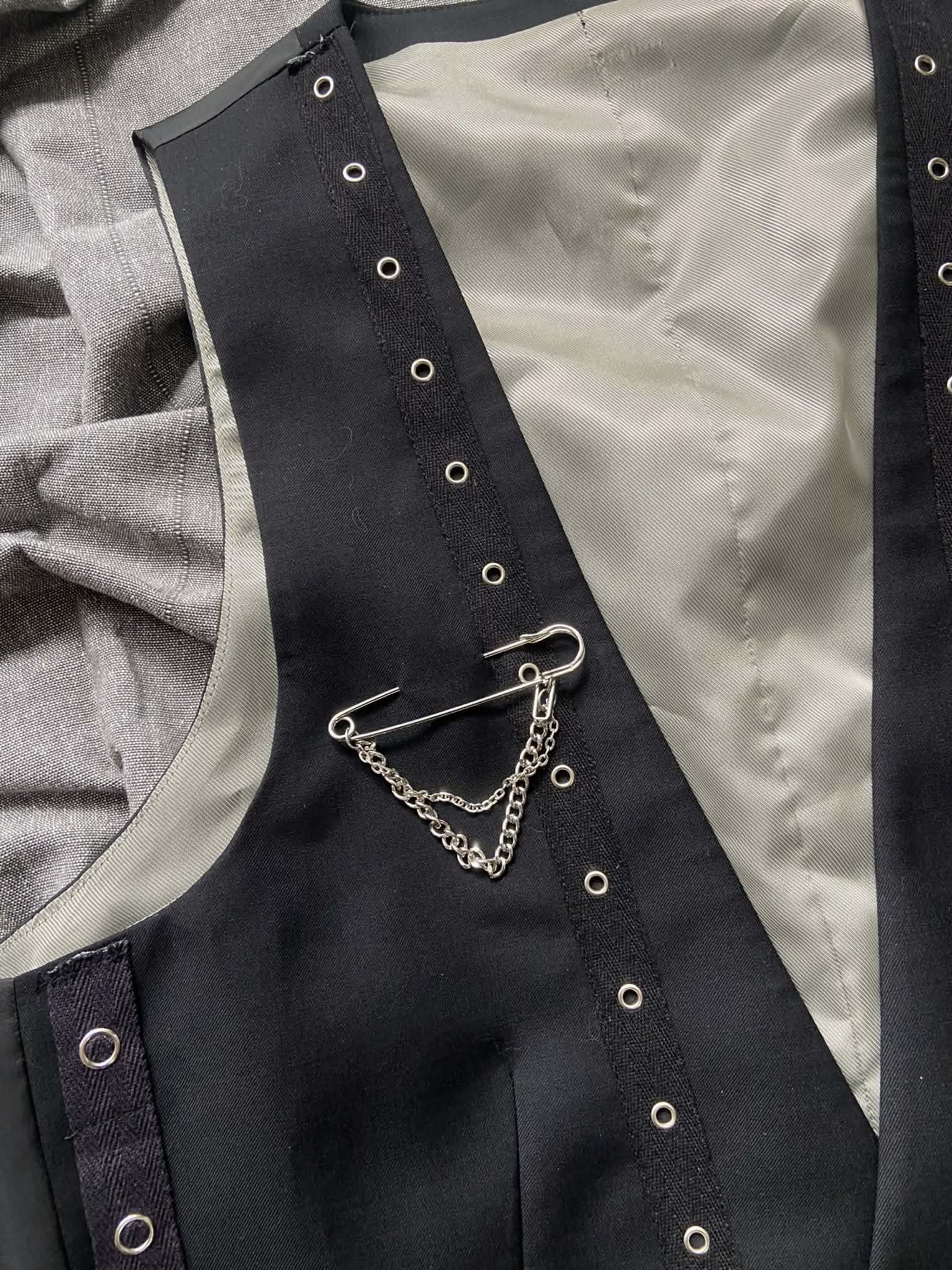 Revamped Black Eyelet Waistcoat (Size S-M)