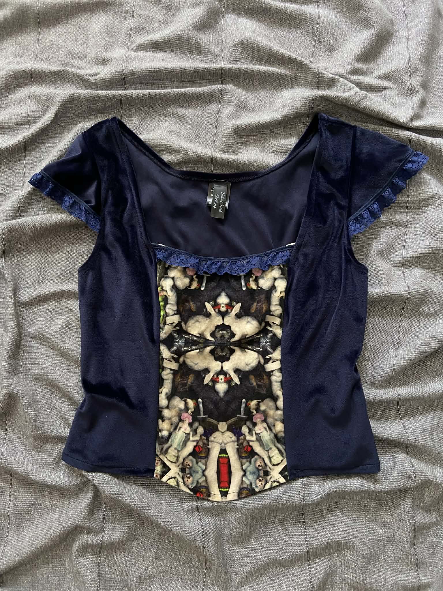 Lilith top - Midnight Blue with Oddity Print (12)