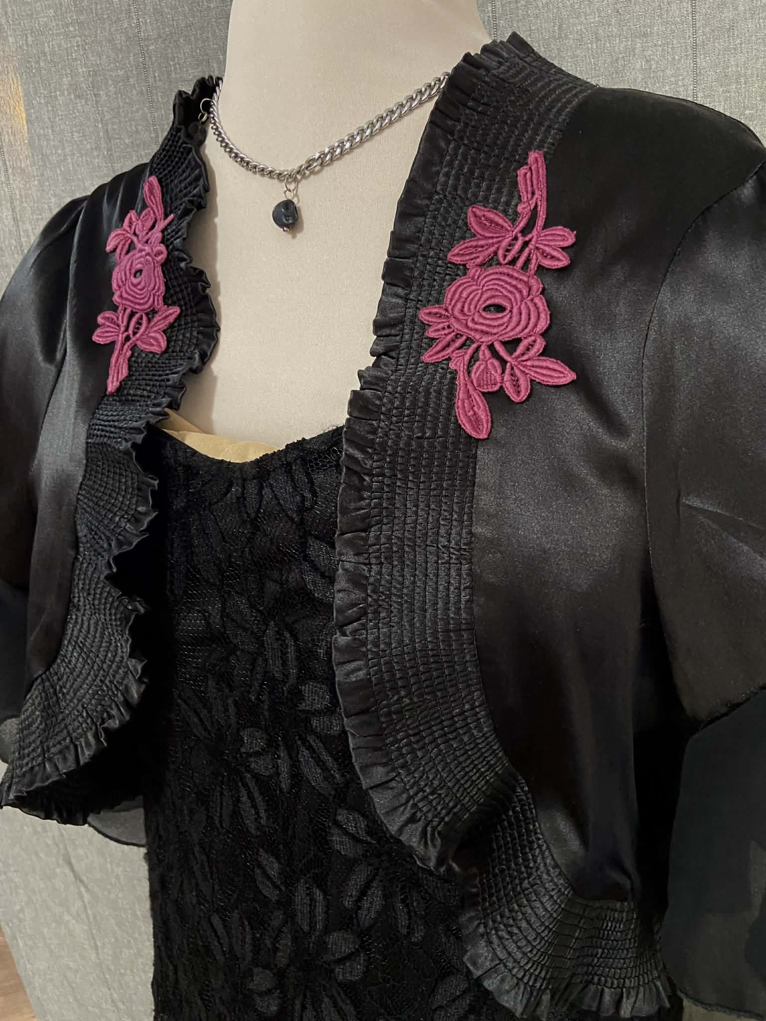 Revamped - Black Satin Bolero Jacket (size 26)