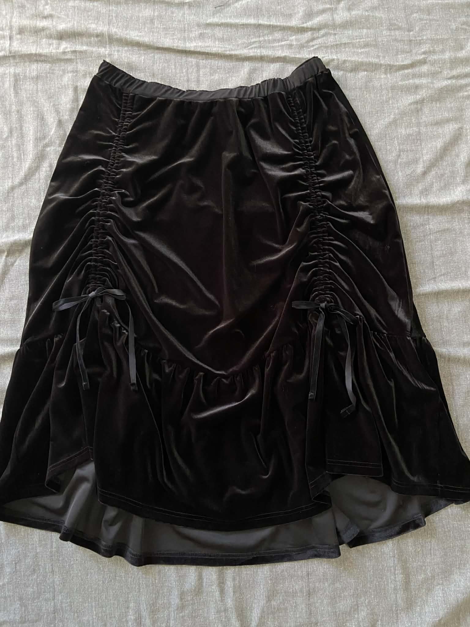 Revamped - Velvet Skirt with Ruched Front (size 18)