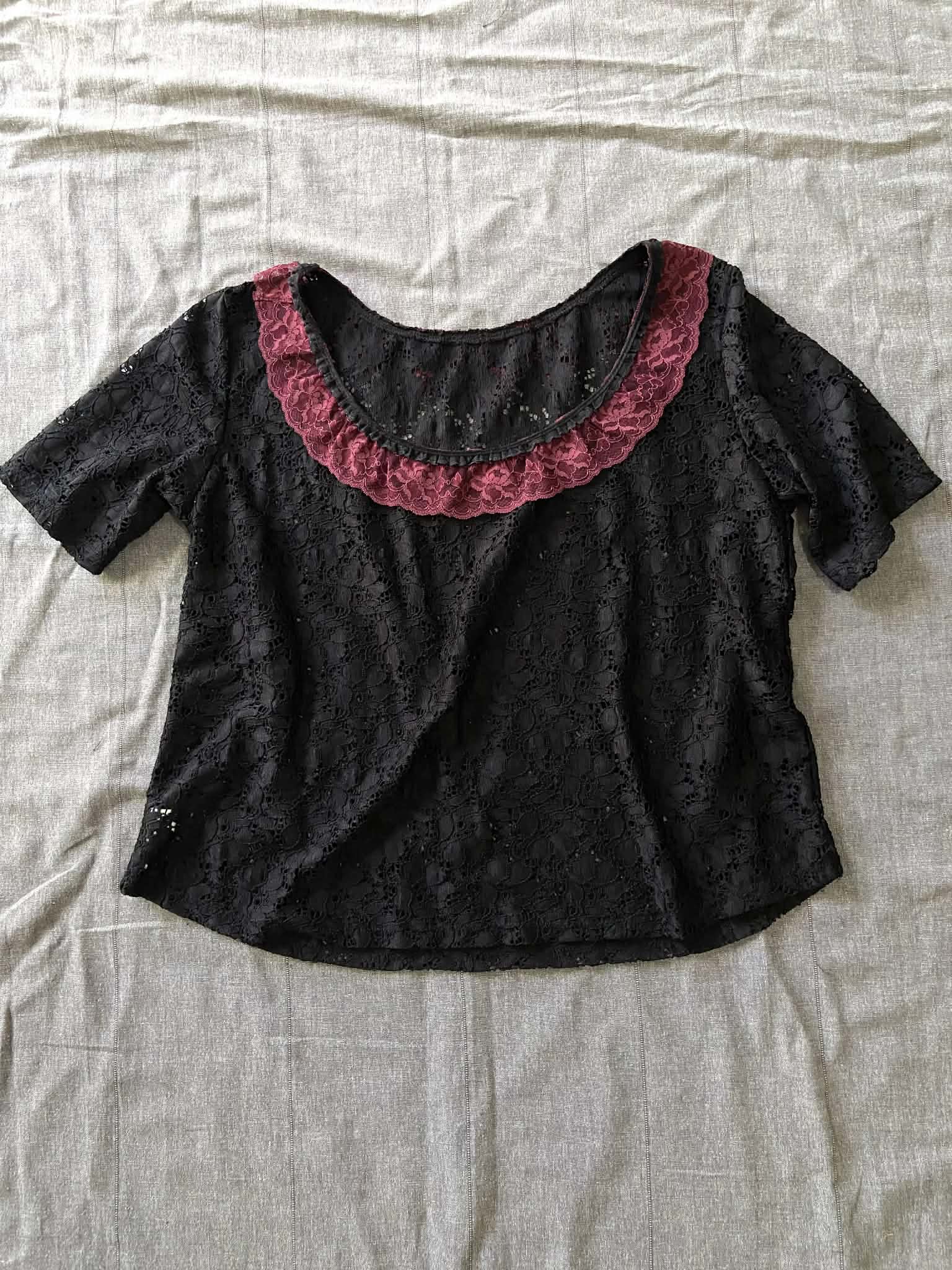 Revamped - Lace Top with Frill Trim (Size 16)