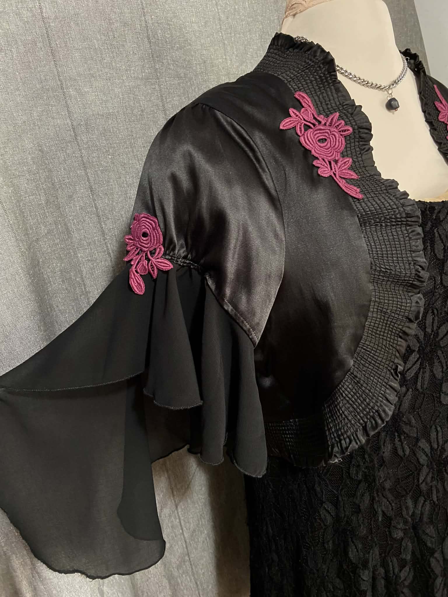 Revamped - Black Satin Bolero Jacket (size 26)