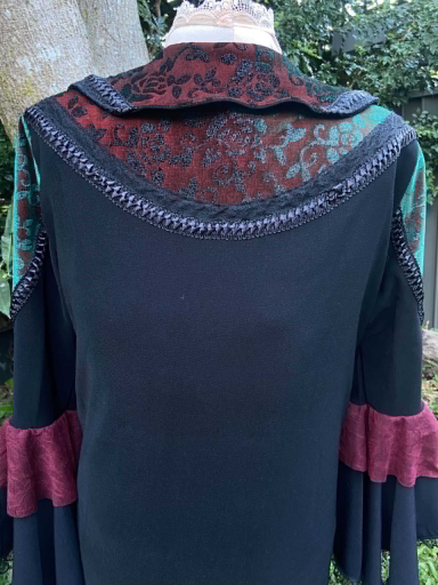 Long Coat with Velvet Trim - Revamped (size 12-14)
