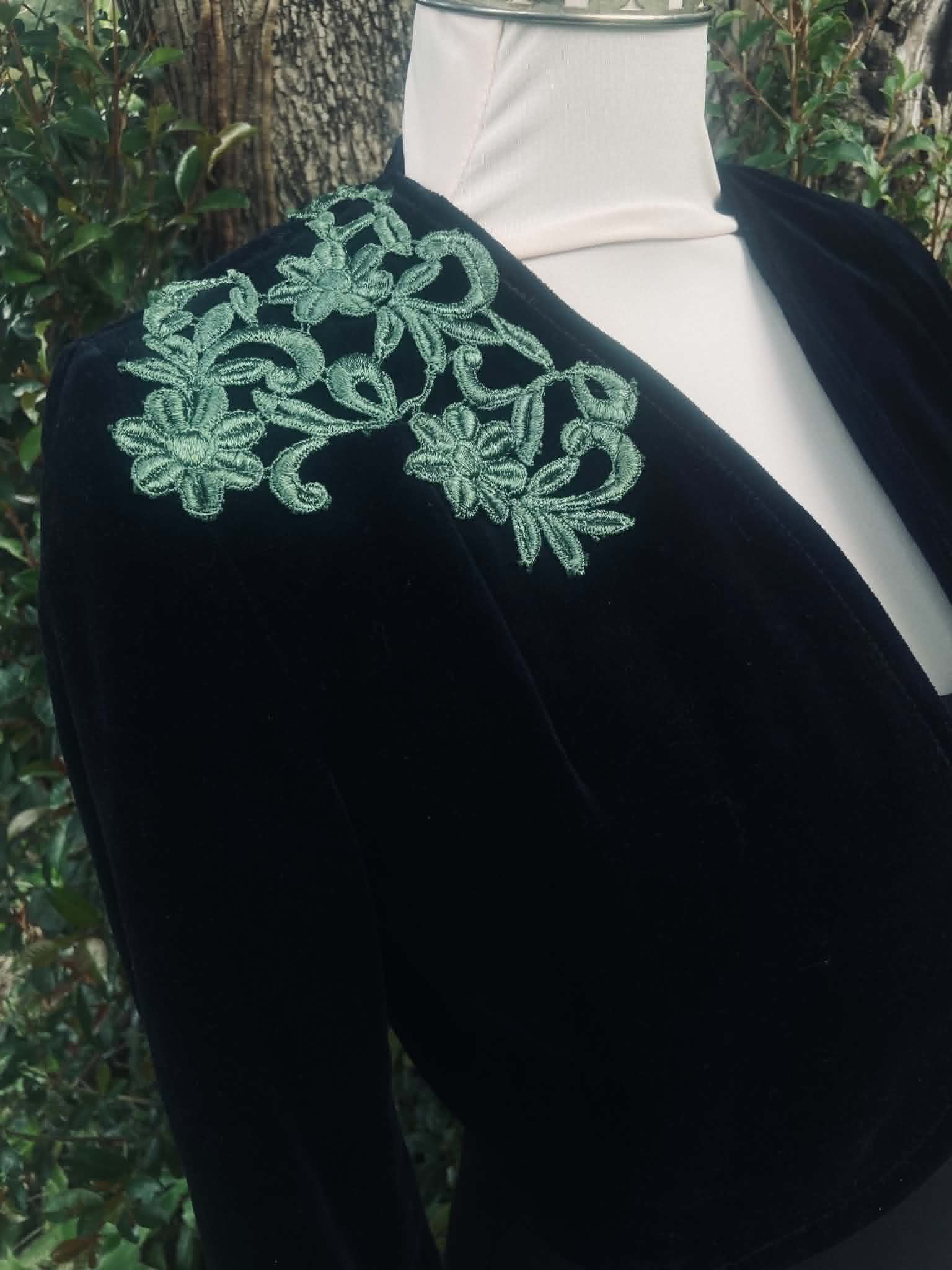 Velvet Bolero Jacket with Lace Trim - Revamped (size 12)