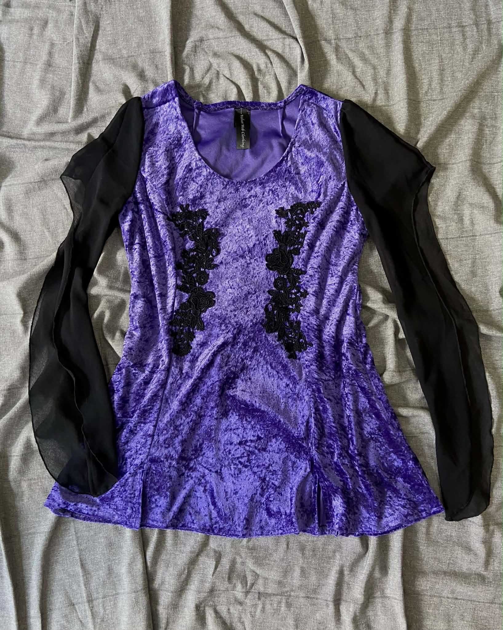Lenore Dress - Purple with Black Lace Trim (18-20)