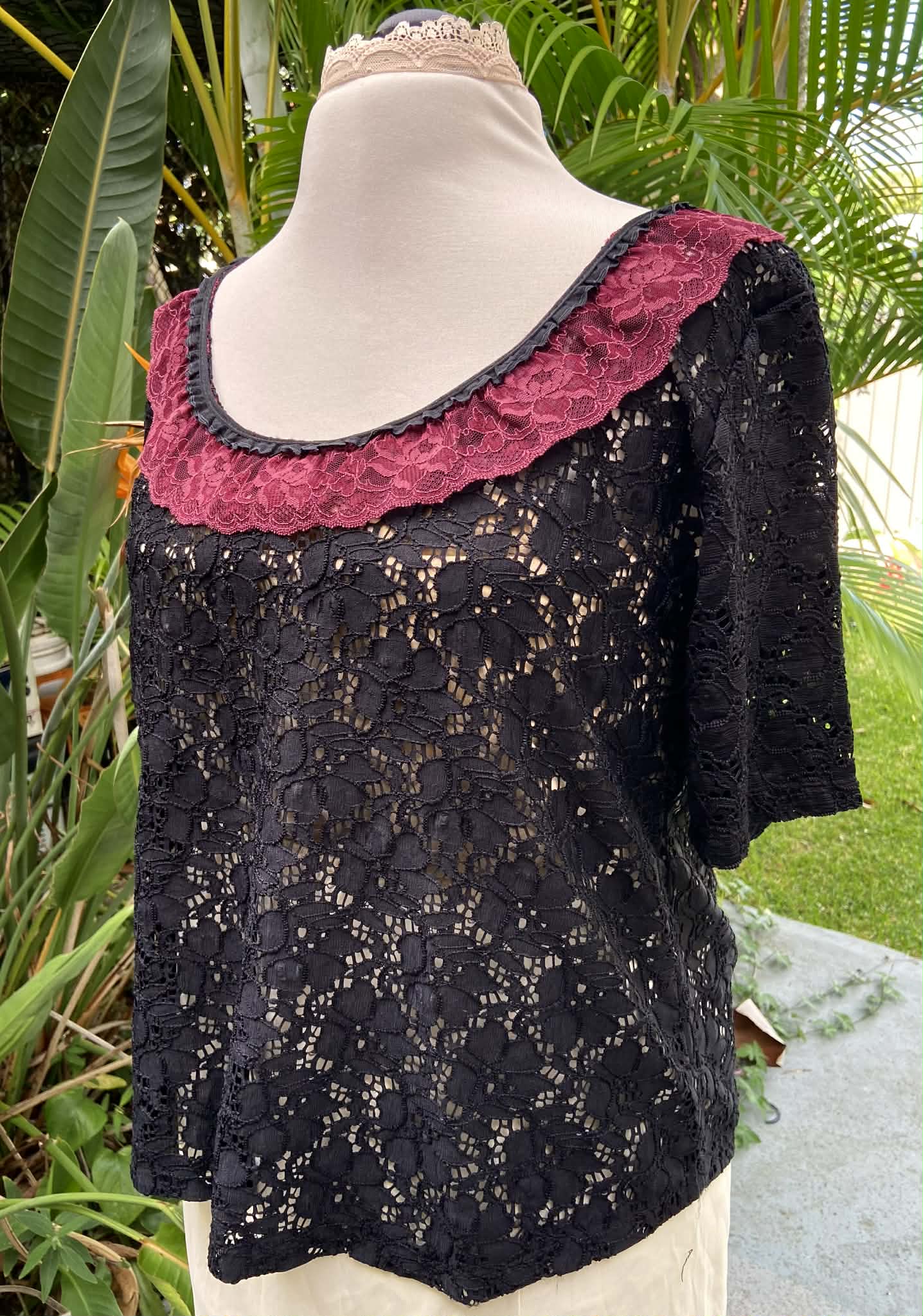 Revamped - Lace Top with Frill Trim (Size 16)